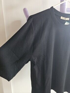 NWT - Sessun Women's Black Ribbed Cotton - 3/4 Sleeve Crewneck Tee - Size XS